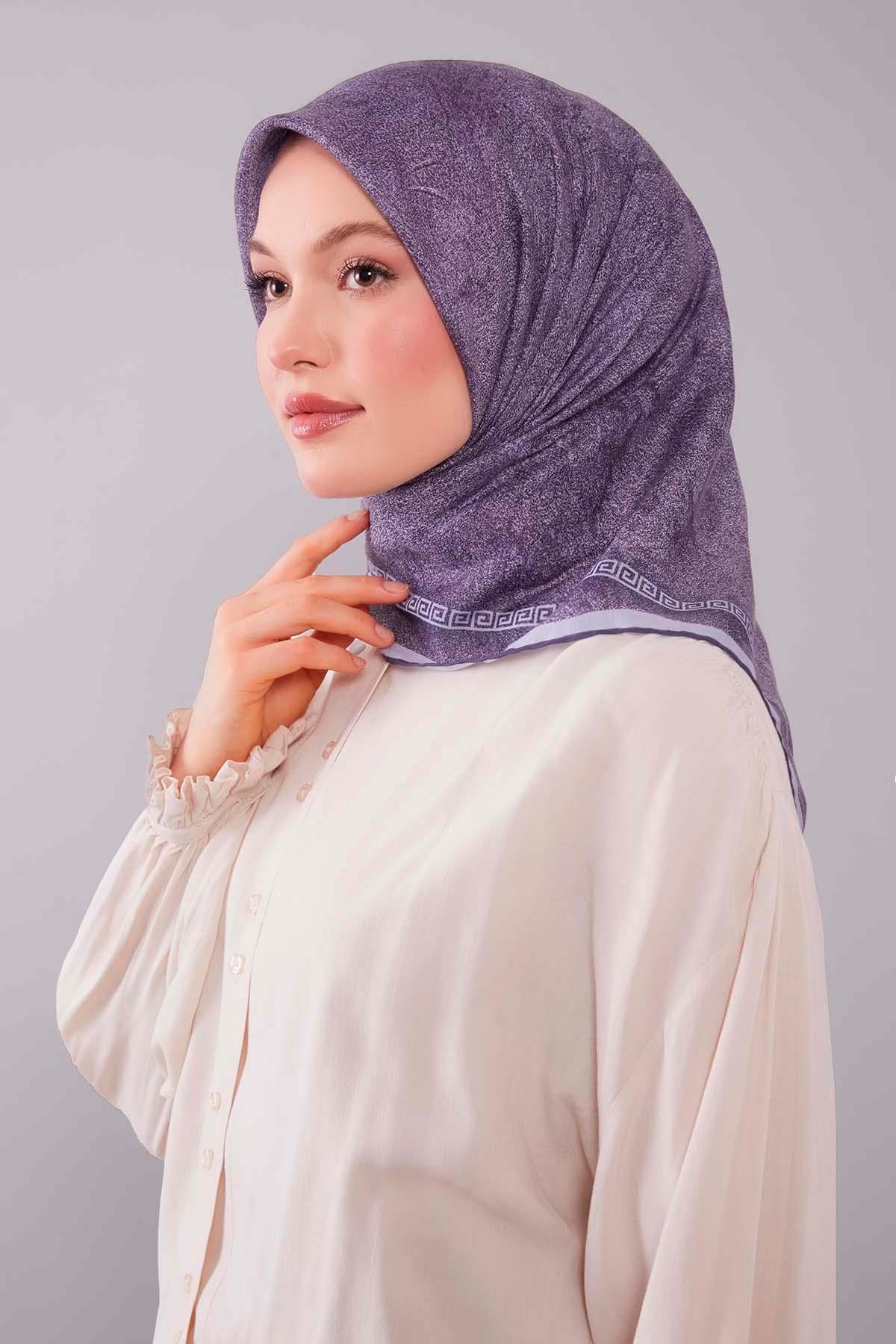 Fivescarf Gri Kenar Motifli Silk Cotton Eşarp