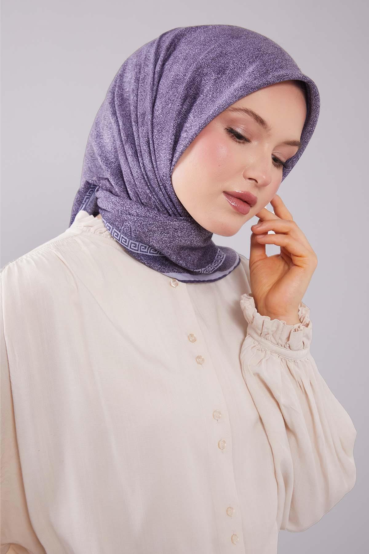 Fivescarf Gri Kenar Motifli Silk Cotton Eşarp