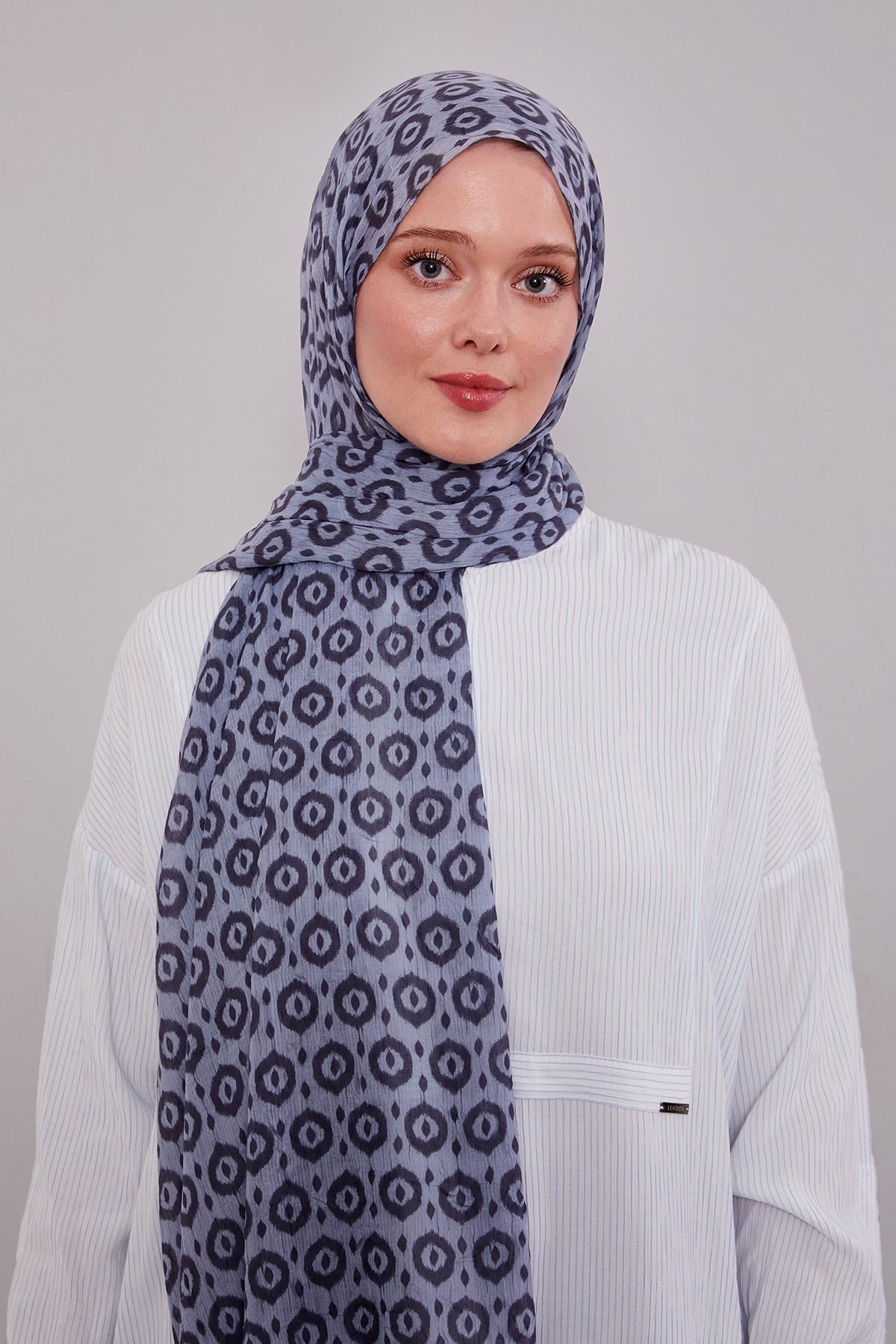 Fivescarf Gri Micro Desenli Craze Comfort Şal