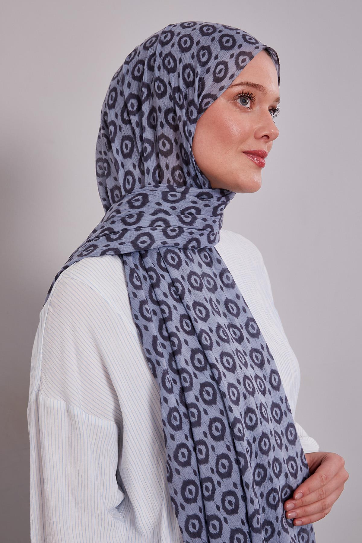 Fivescarf Gri Micro Desenli Craze Comfort Şal