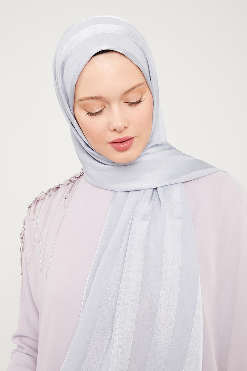 Fivescarf Gri Sim Şeritli Tokyo Şal