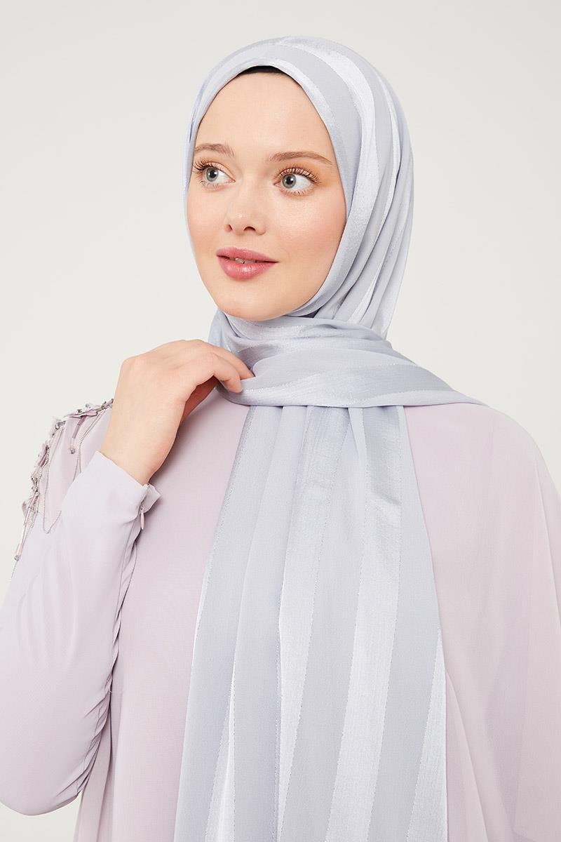 Fivescarf Gri Sim Şeritli Tokyo Şal