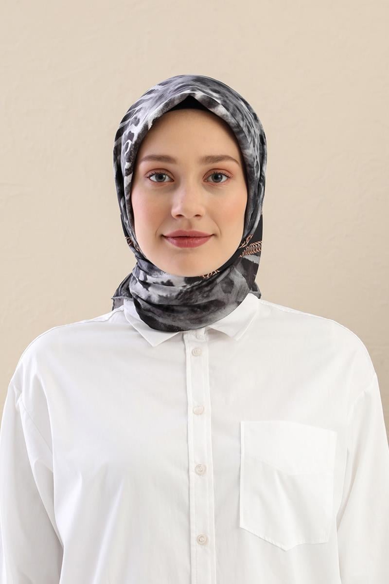 Fivescarf Gri Twill Digital Eşarp