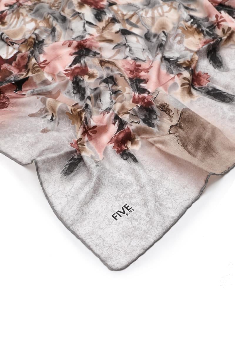 Fivescarf Gri Twill Digital Eşarp