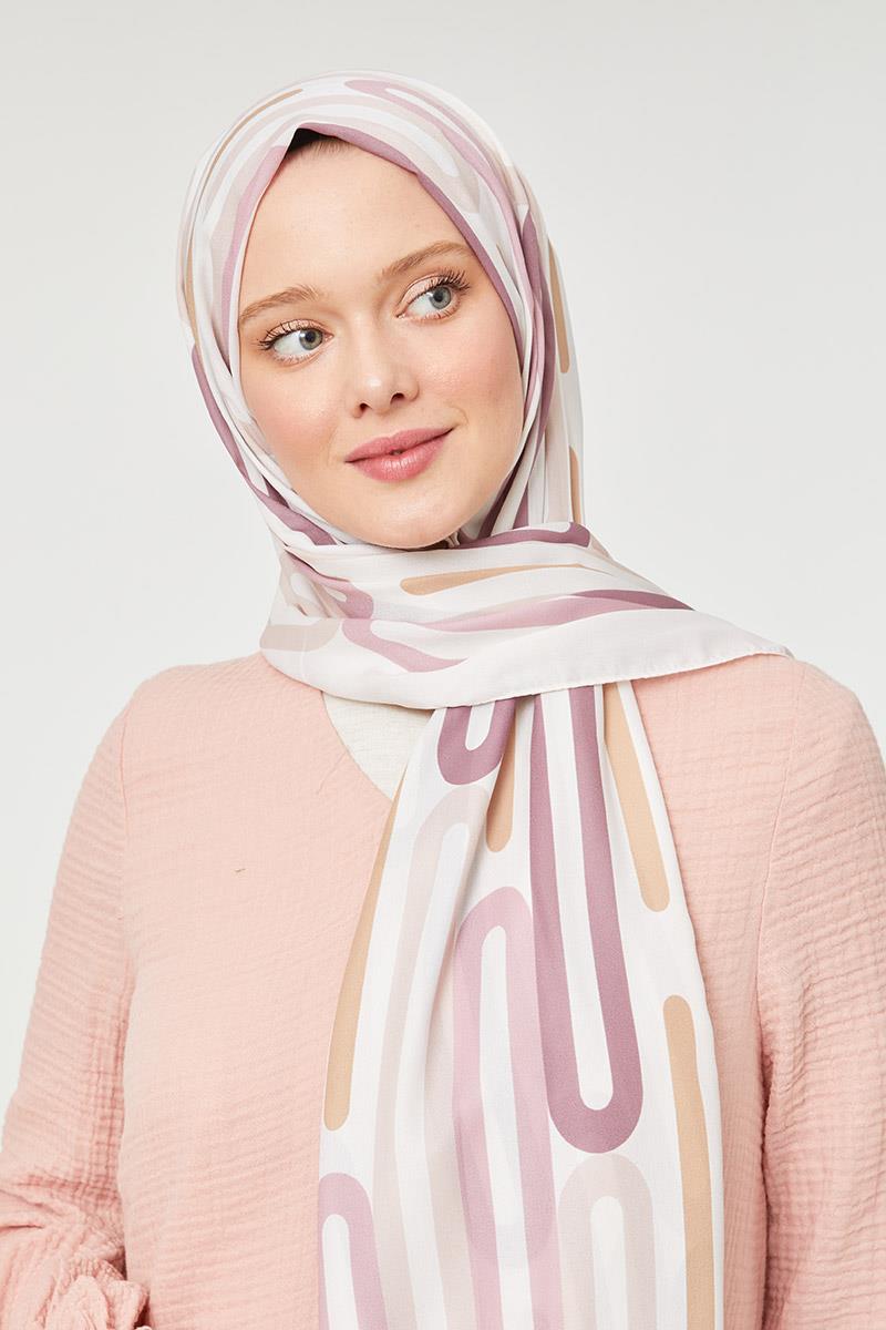 Fivescarf Gül Ataç Desen Mono Krep Şal