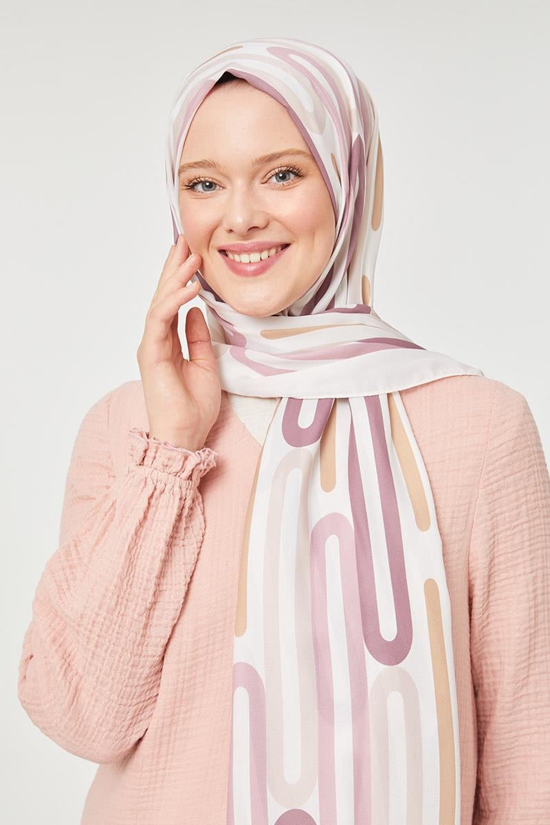 Fivescarf Gül Ataç Desen Mono Krep Şal