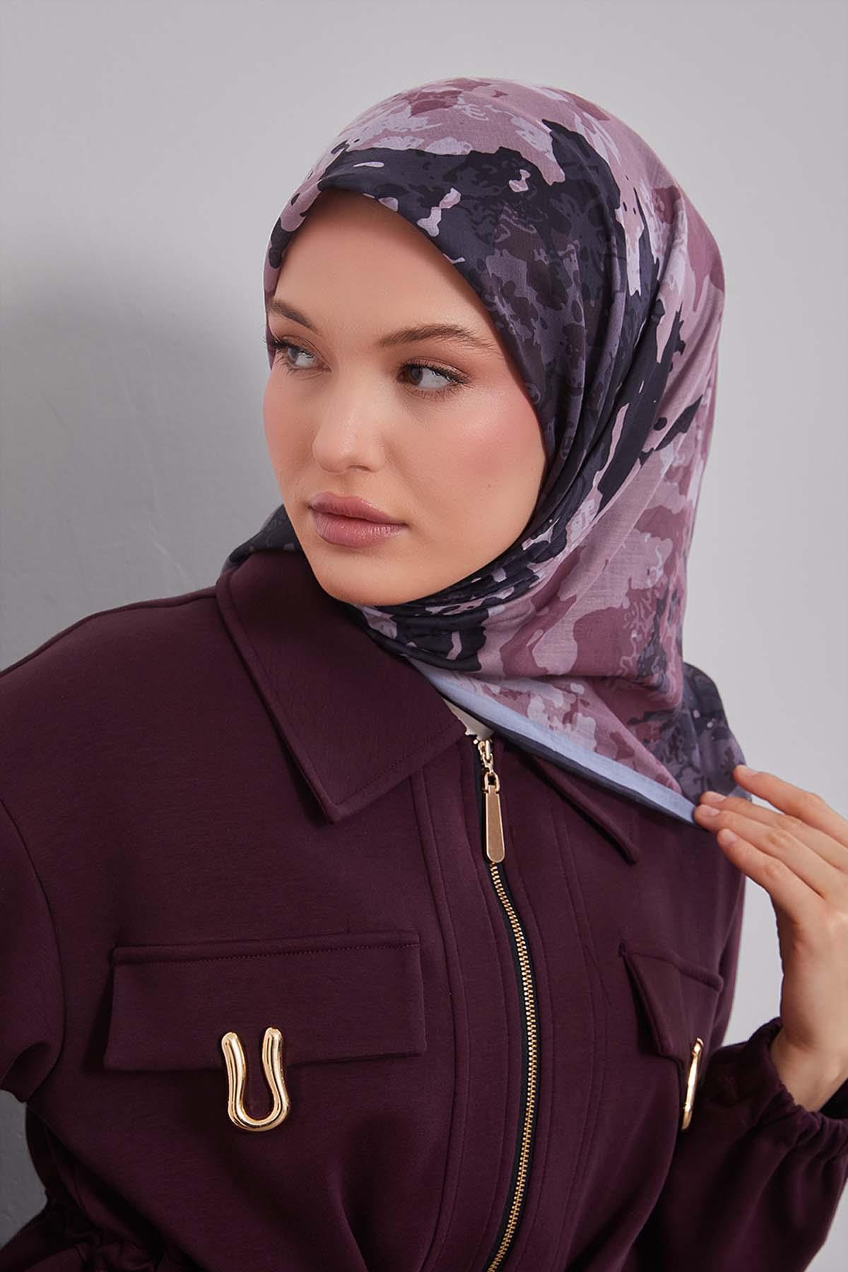 Fivescarf Gül Karışık Desen Silk Coton Eşarp