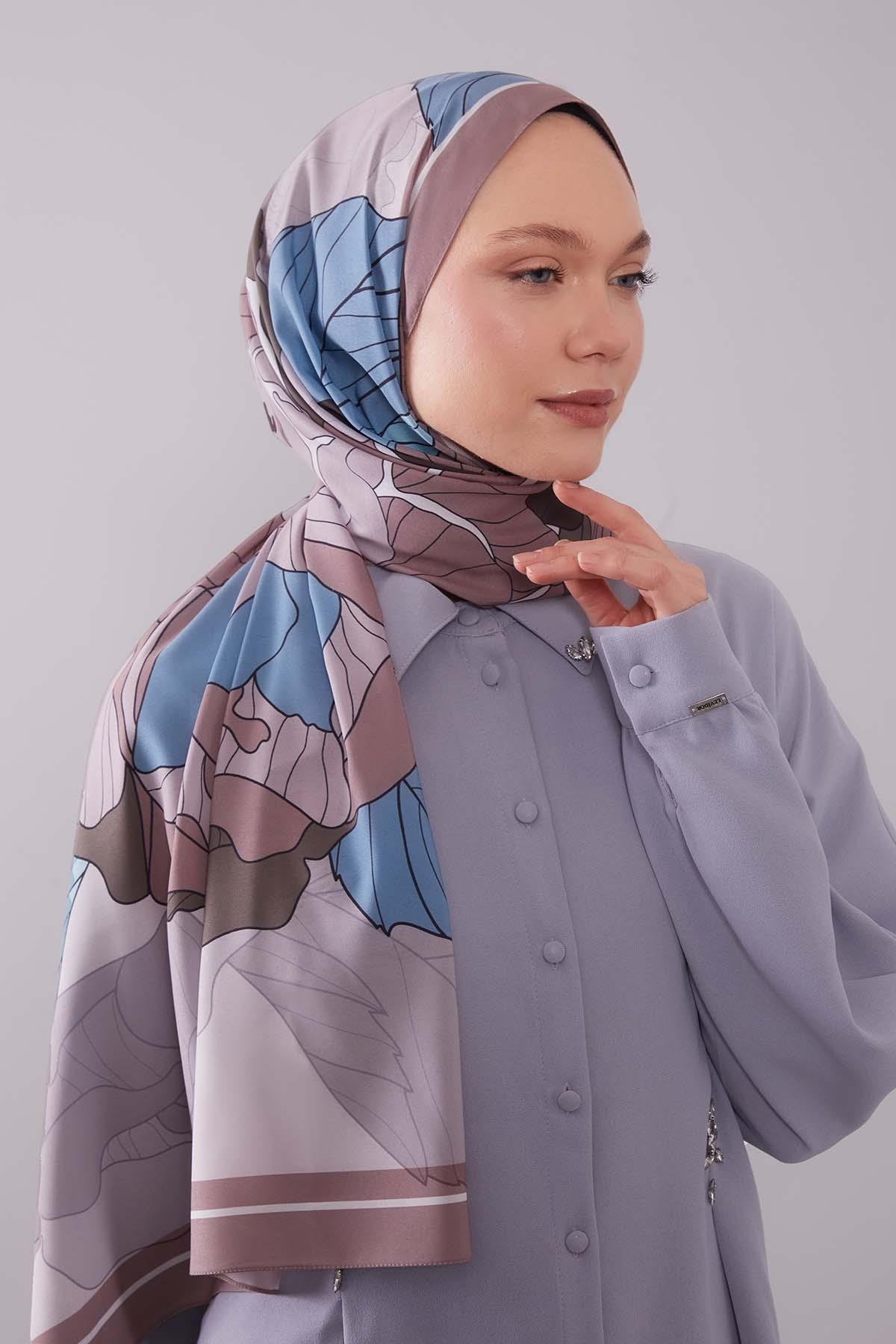 Fivescarf Gül Kurusu Çiçekli Floral Desen Moos Chrep Şal