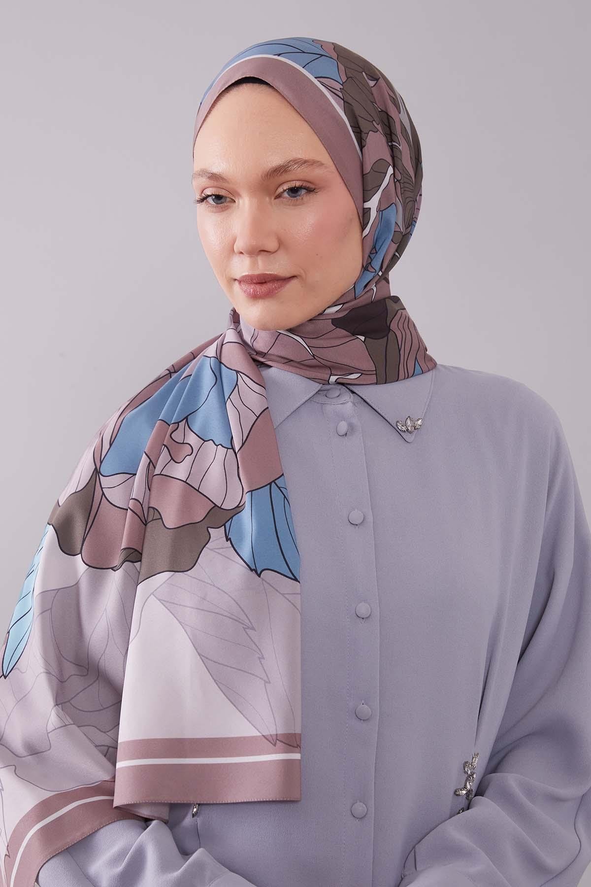 Fivescarf Gül Kurusu Çiçekli Floral Desen Moos Chrep Şal