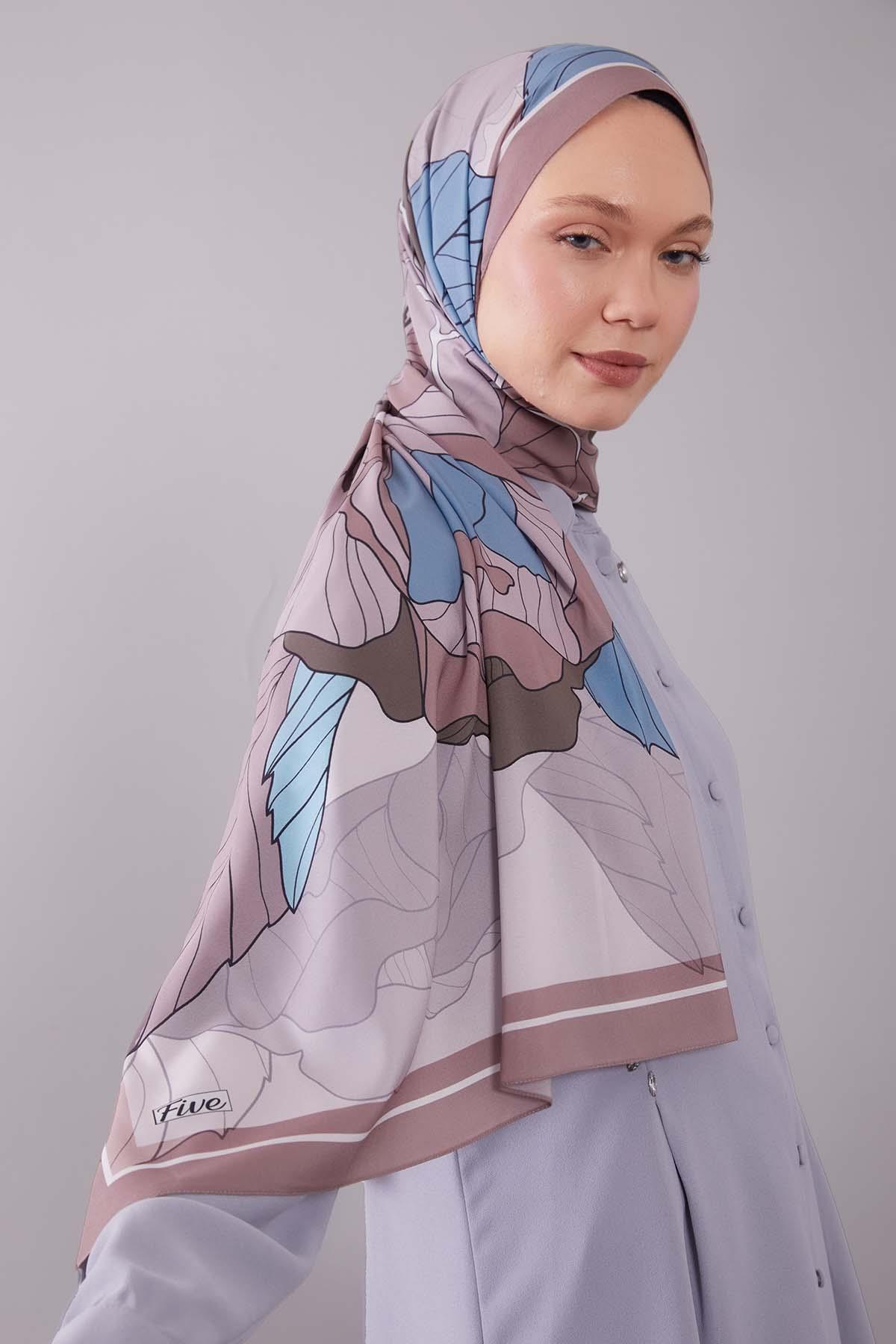 Fivescarf Gül Kurusu Çiçekli Floral Desen Moos Chrep Şal