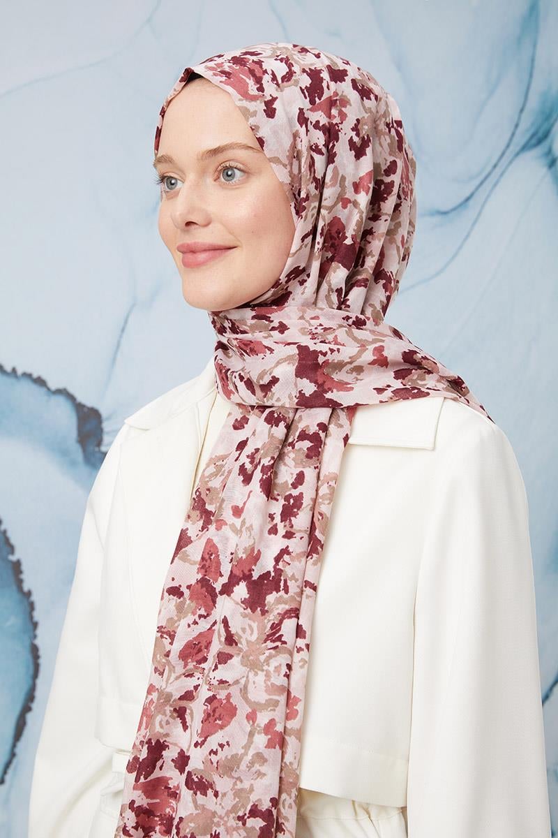 Fivescarf Gül Kurusu Desenli Cotton Şal