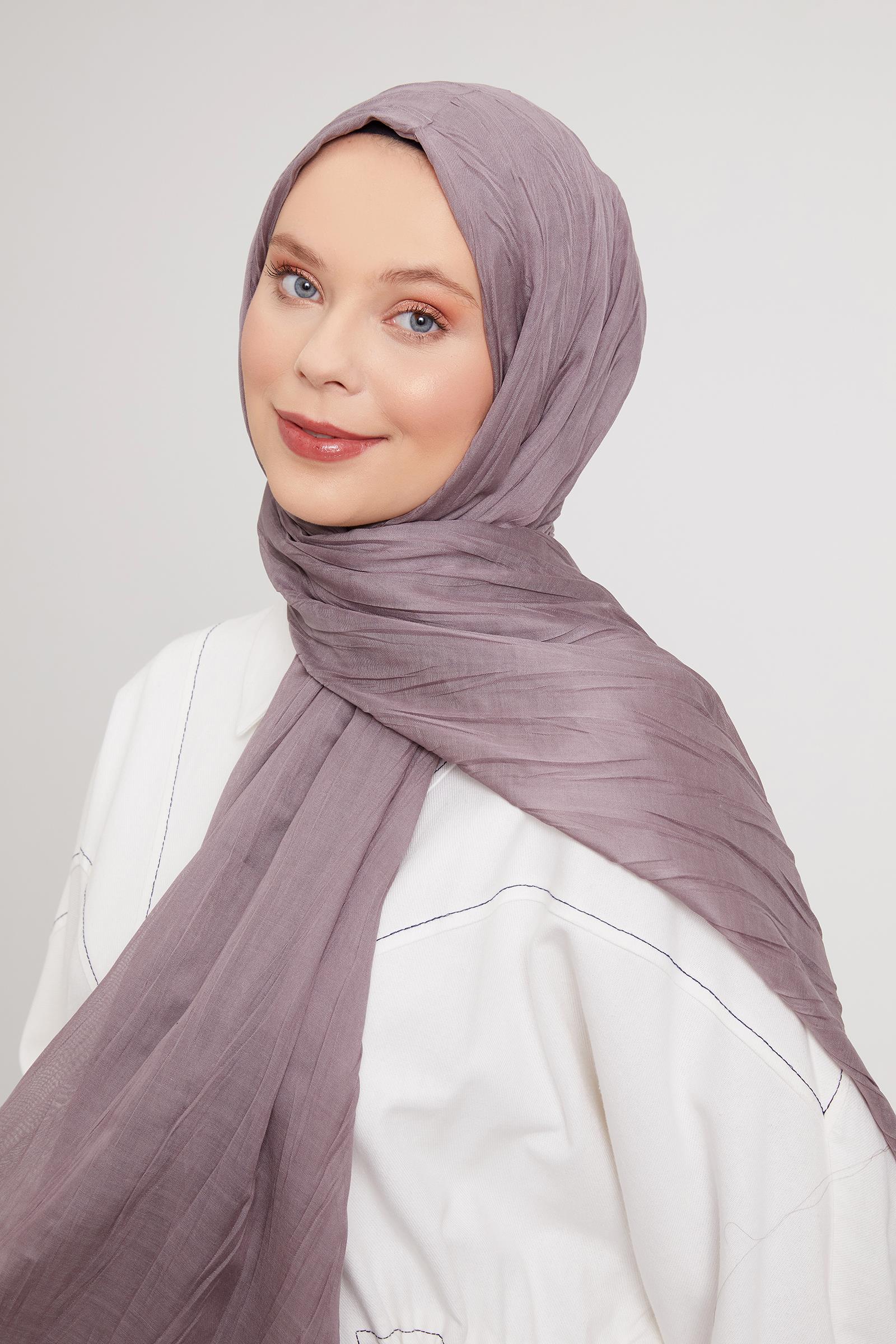 Fivescarf Gül Kurusu Pliseli Pamuklu Şal