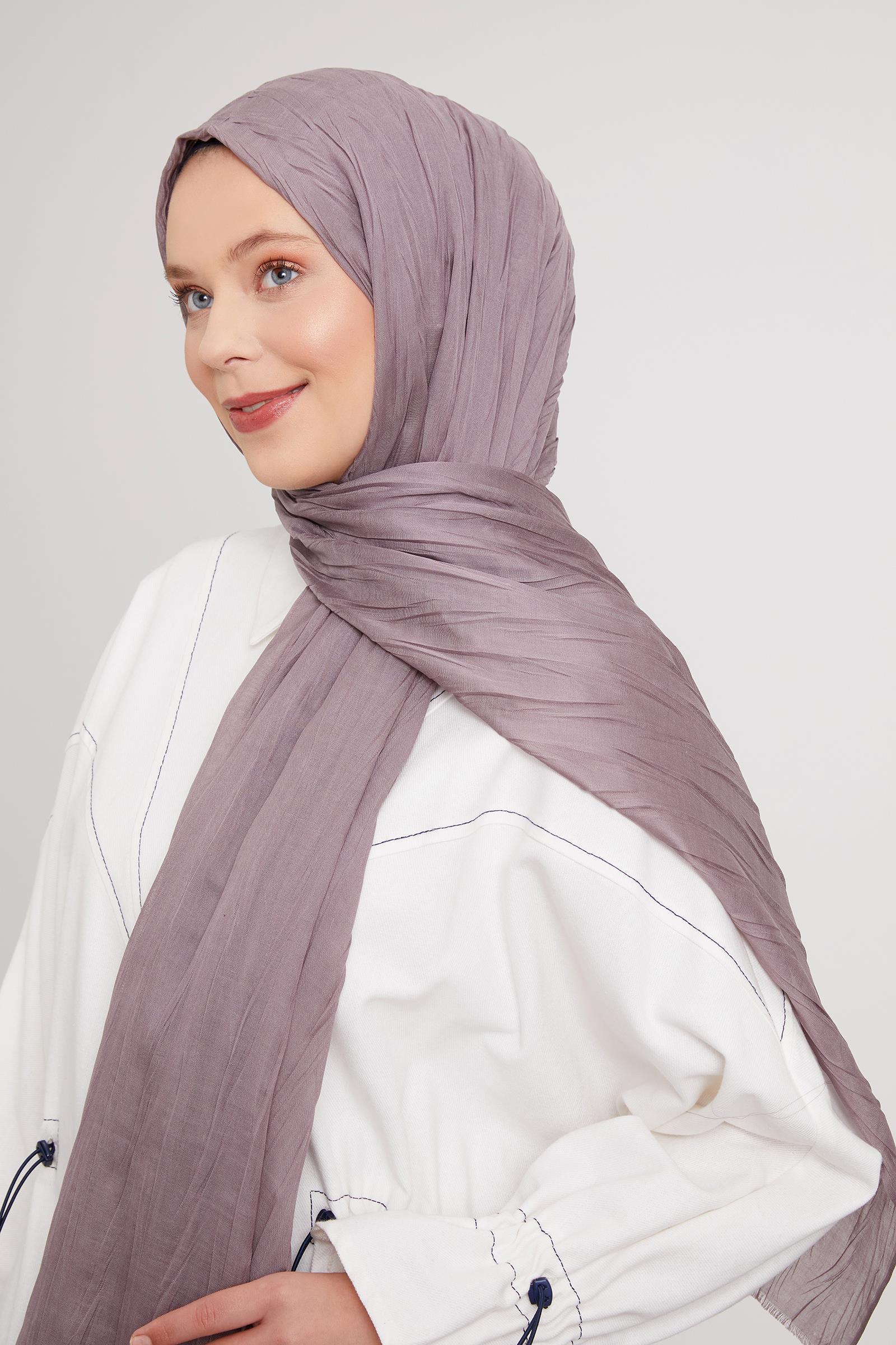 Fivescarf Gül Kurusu Pliseli Pamuklu Şal