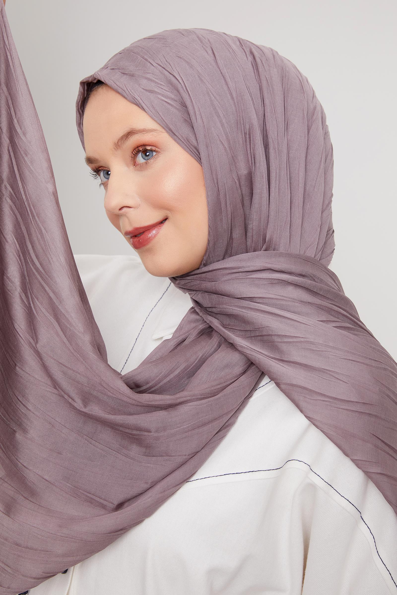 Fivescarf Gül Kurusu Pliseli Pamuklu Şal