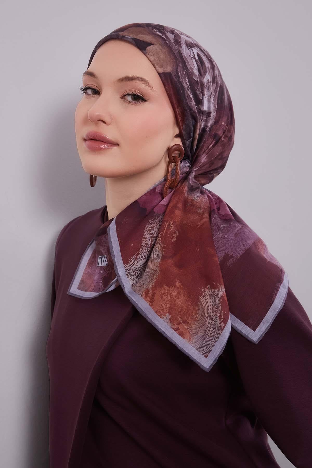 Fivescarf Gül Lale Desen Silk Coton Eşarp