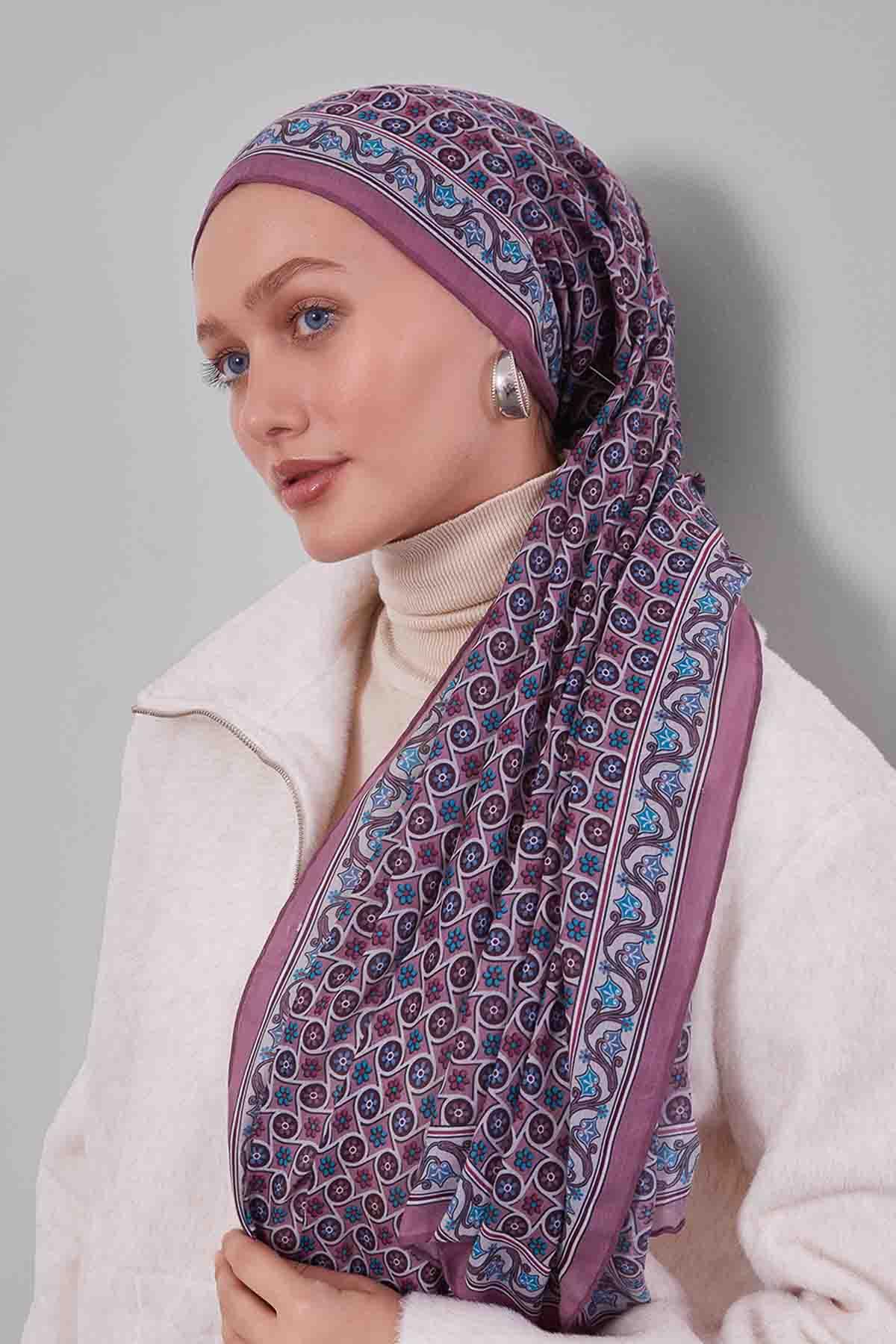Fivescarf Gül Papatya Desen Silk Coton Eşarp