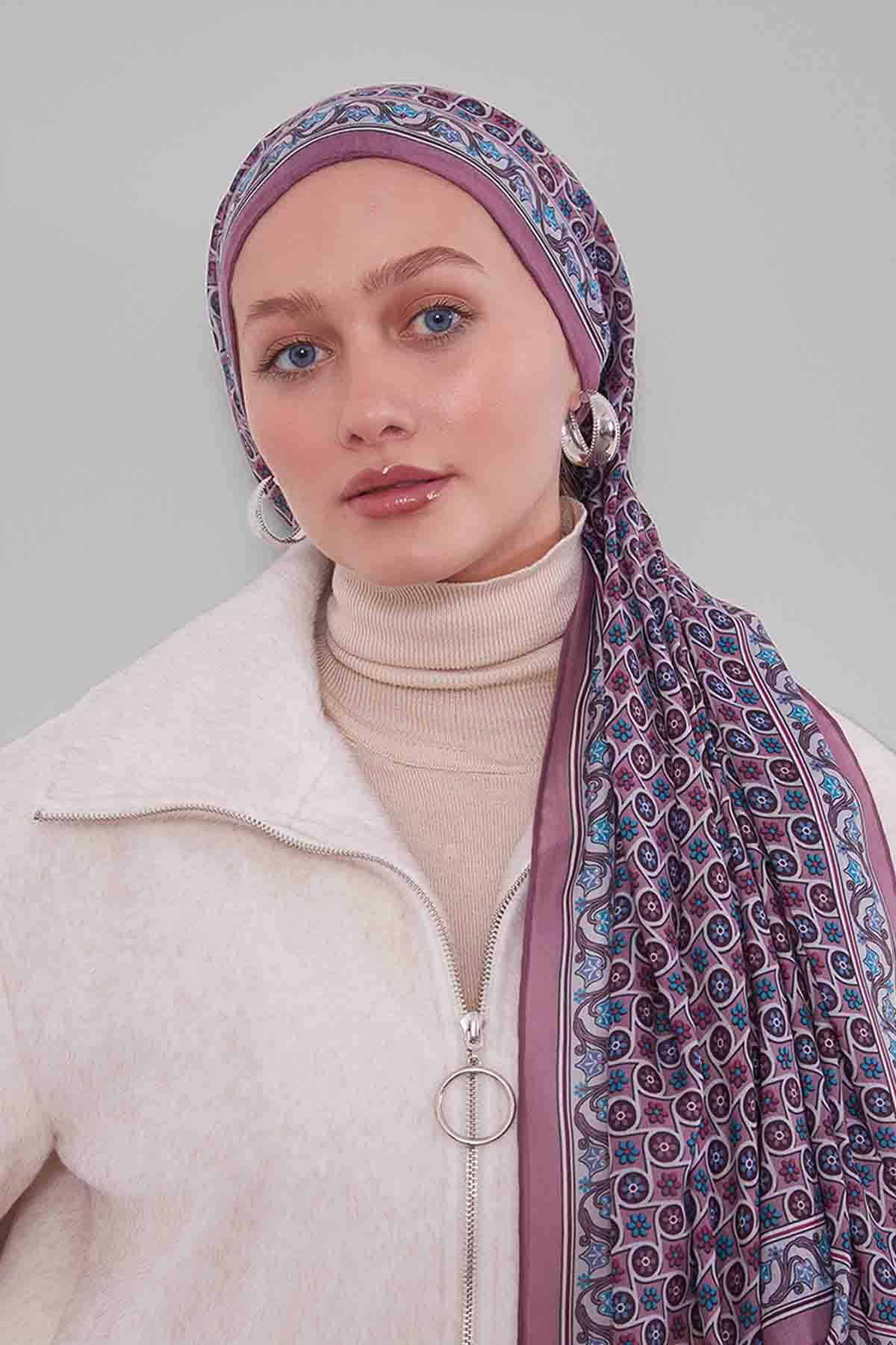 Fivescarf Gül Papatya Desen Silk Coton Eşarp