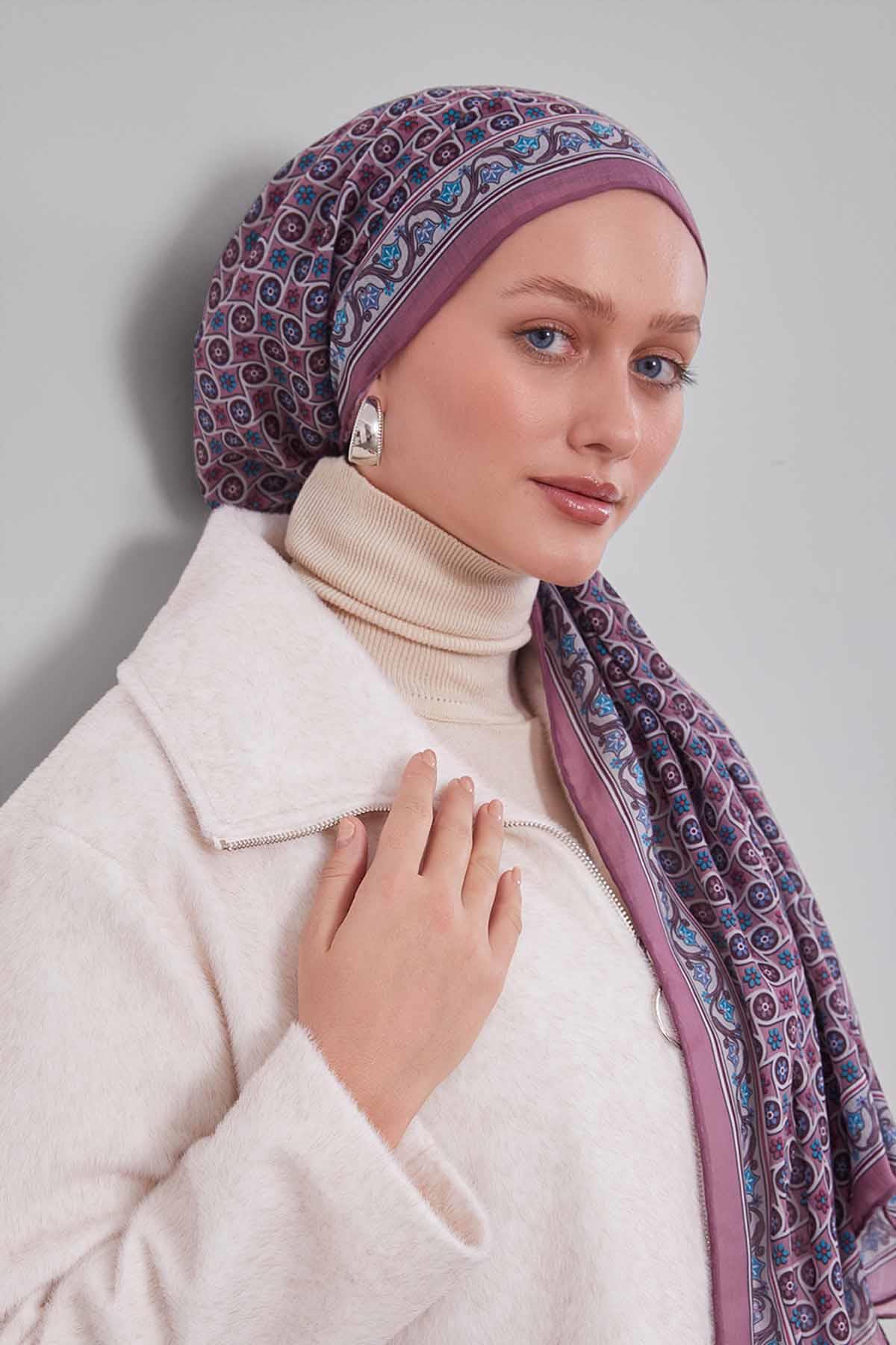 Fivescarf Gül Papatya Desen Silk Coton Eşarp