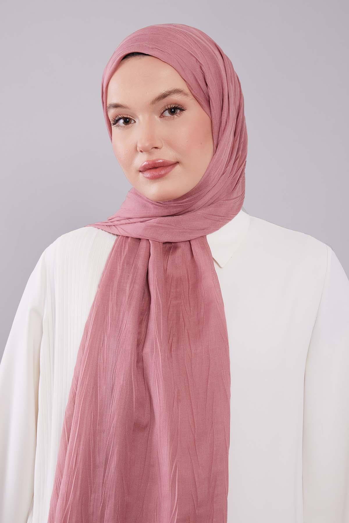 Fivescarf Gül Pliseli Pamuklu Şal