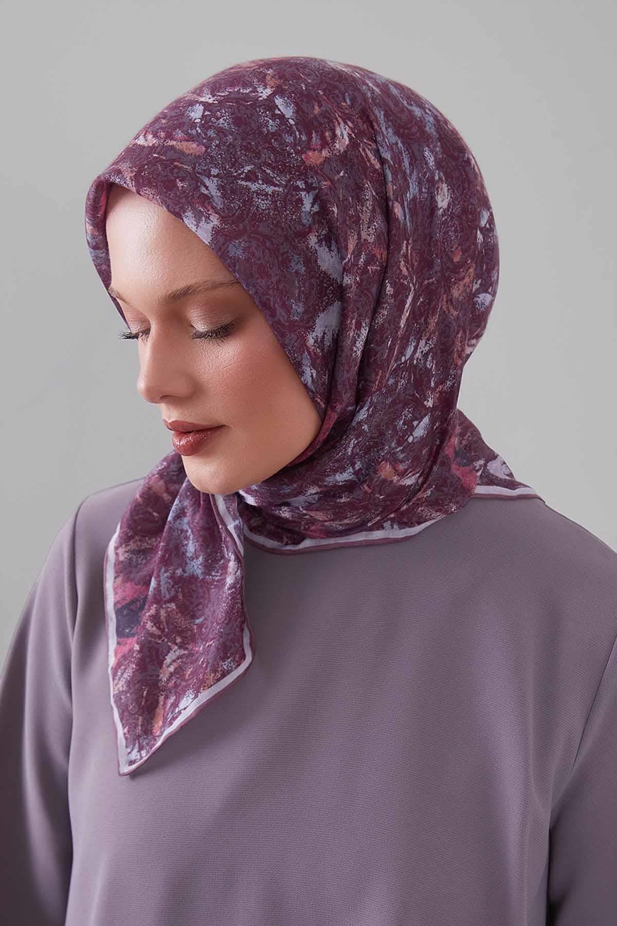 Fivescarf Gül Retro Çiçek Desen Silk Coton Eşarp