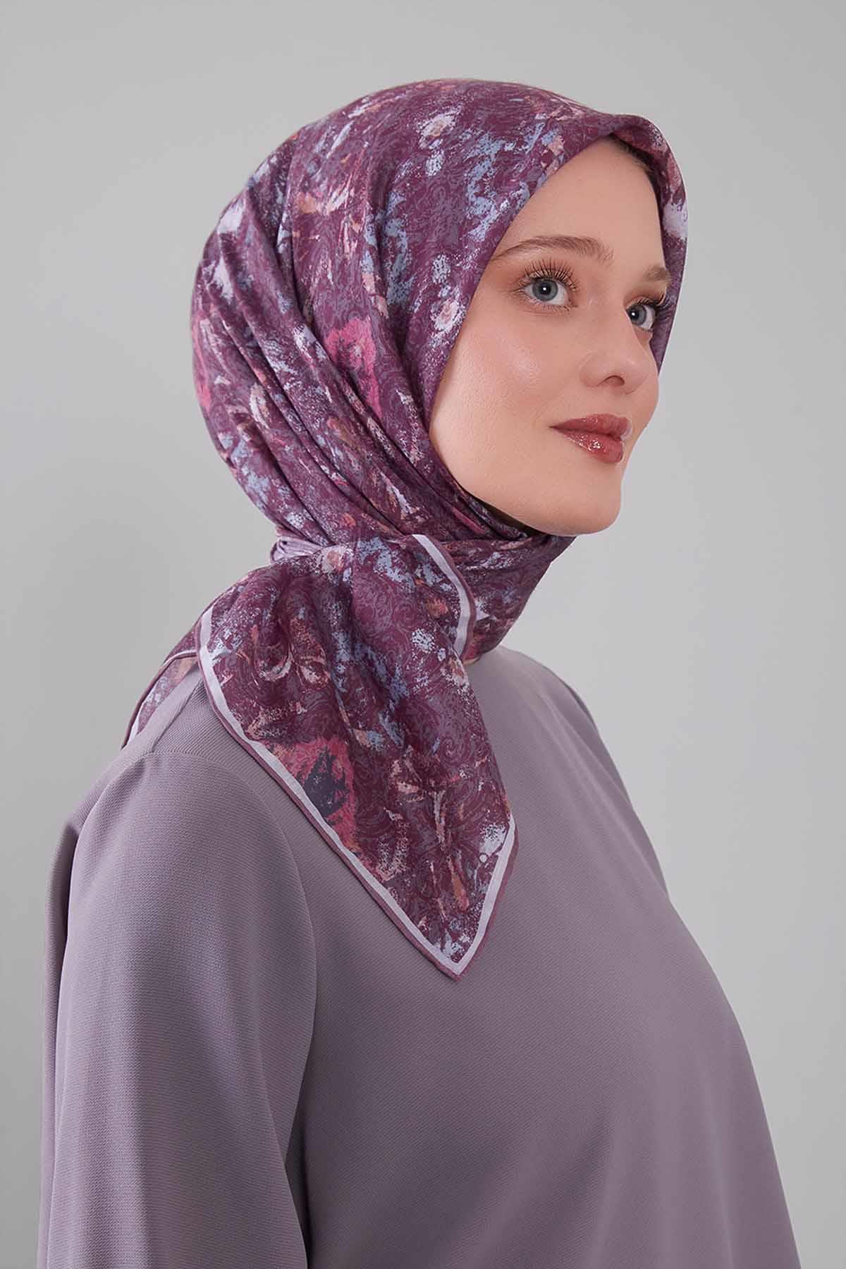 Fivescarf Gül Retro Çiçek Desen Silk Coton Eşarp