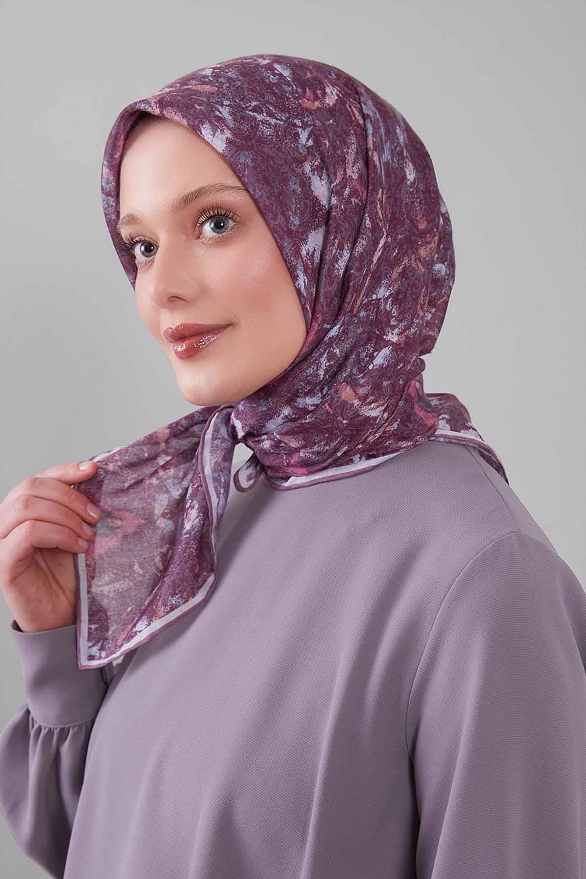 Fivescarf Gül Retro Çiçek Desen Silk Coton Eşarp