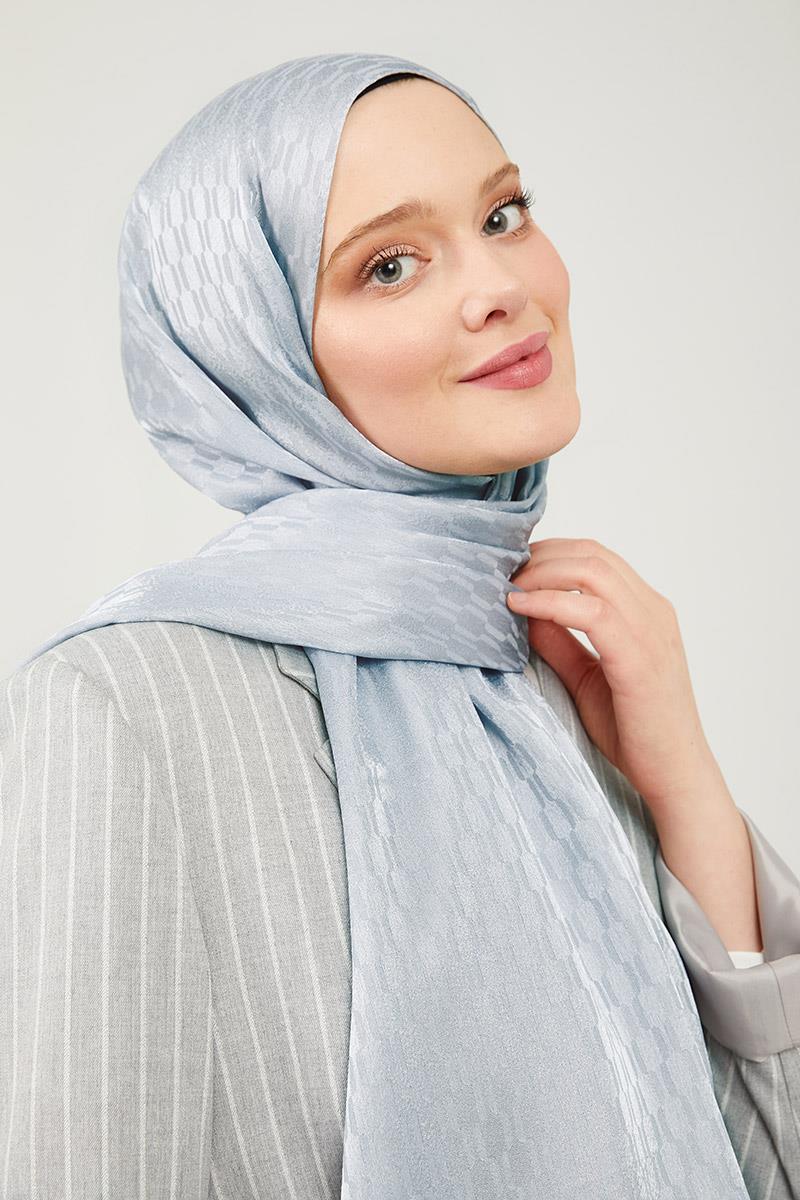 Fivescarf Gümüş Burgu Desen Jakarlı Elegance Şal