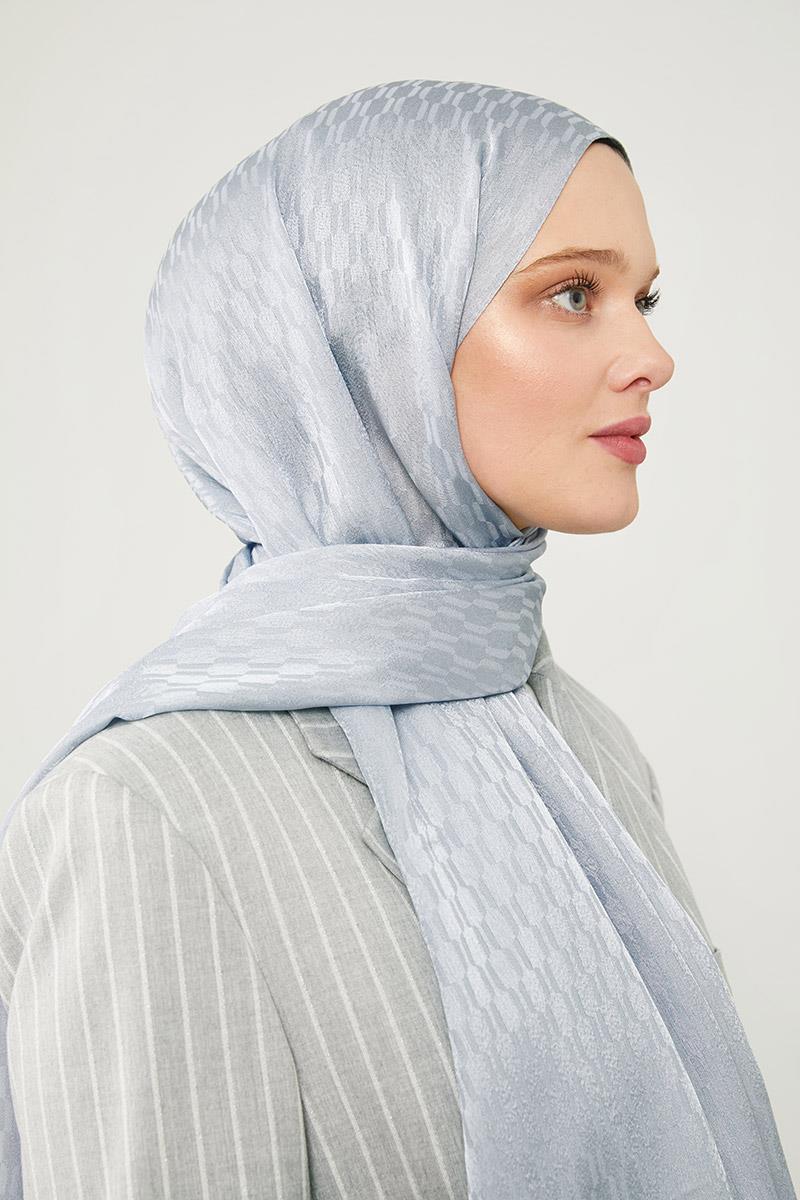 Fivescarf Gümüş Burgu Desen Jakarlı Elegance Şal