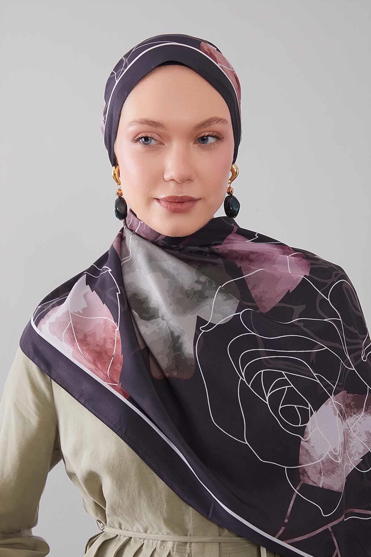 Fivescarf Haki Akvarel Yaprak Desen Moos Chrep Şal