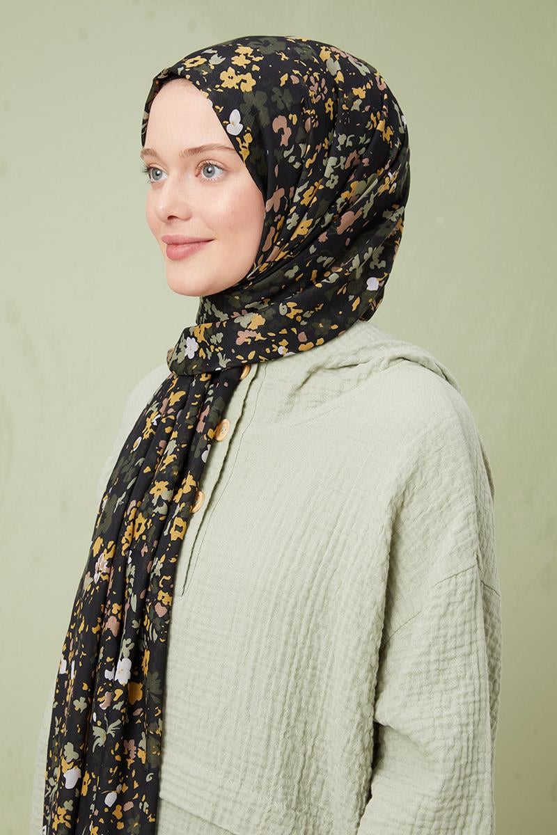 Fivescarf Haki Desenli Cotton Şal