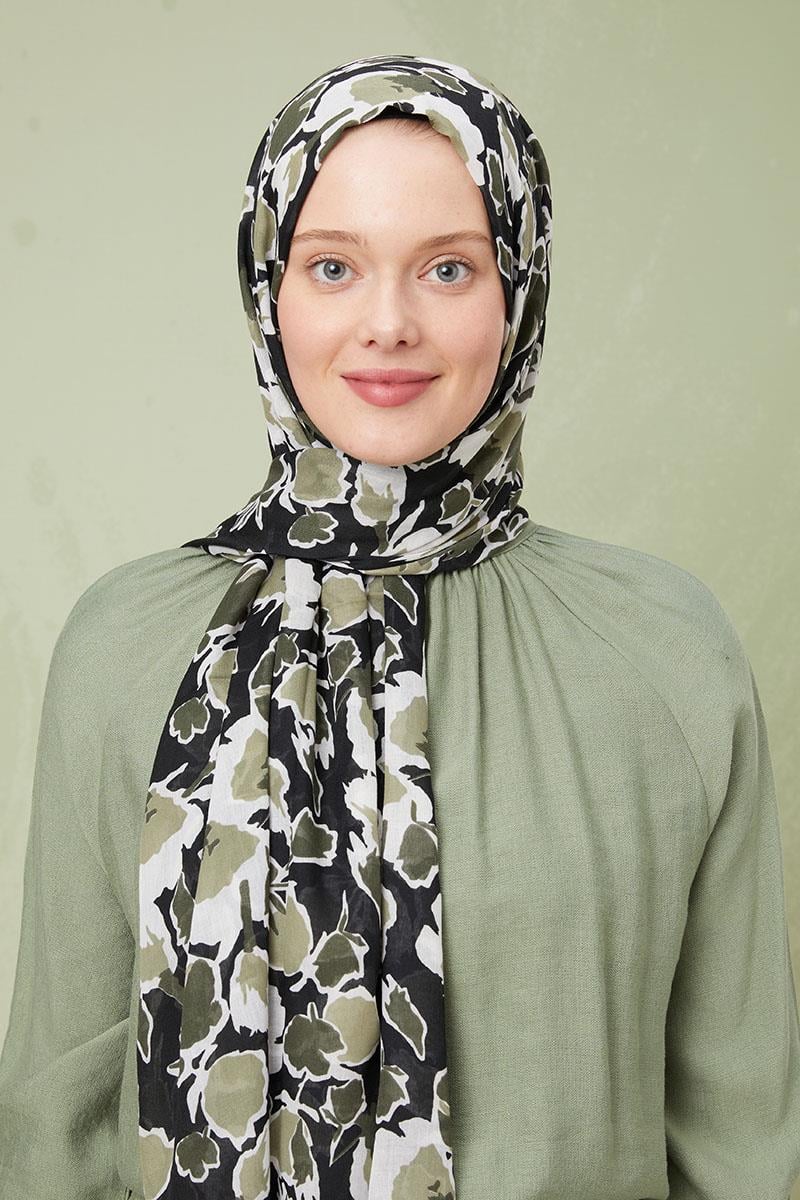 Fivescarf Haki Desenli Cotton Şal