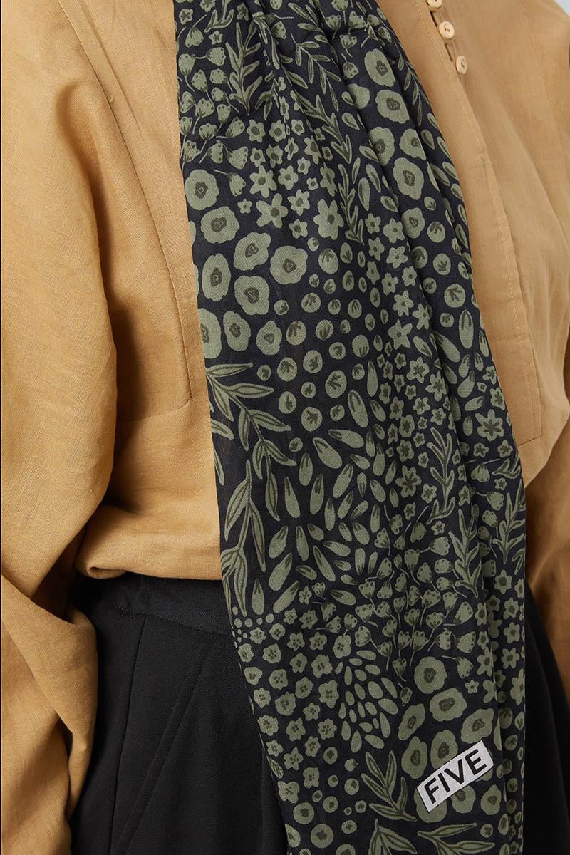Fivescarf Haki Desenli Cotton Şal