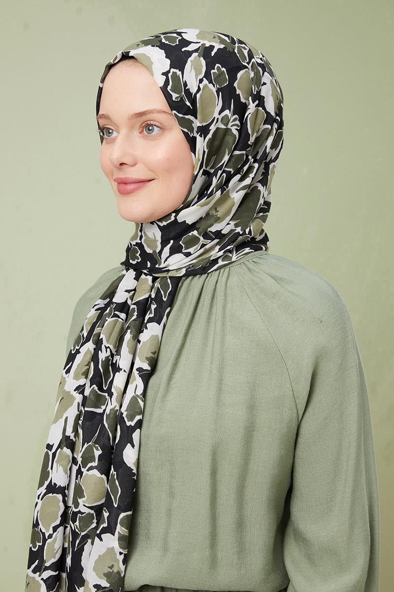 Fivescarf Haki Desenli Cotton Şal