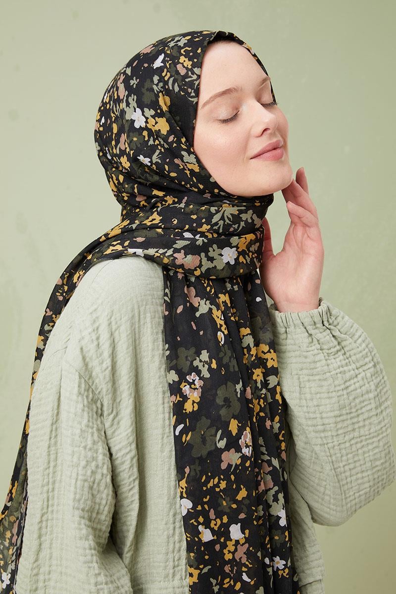 Fivescarf Haki Desenli Cotton Şal