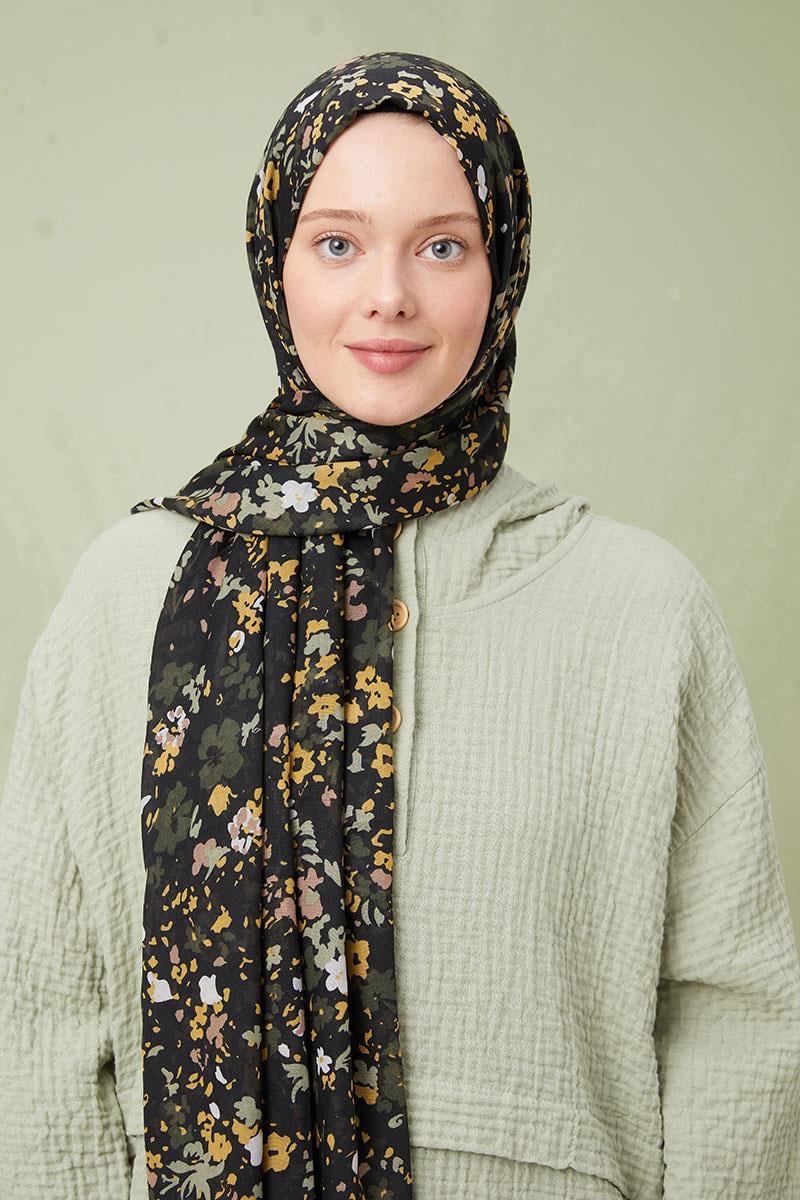 Fivescarf Haki Desenli Cotton Şal