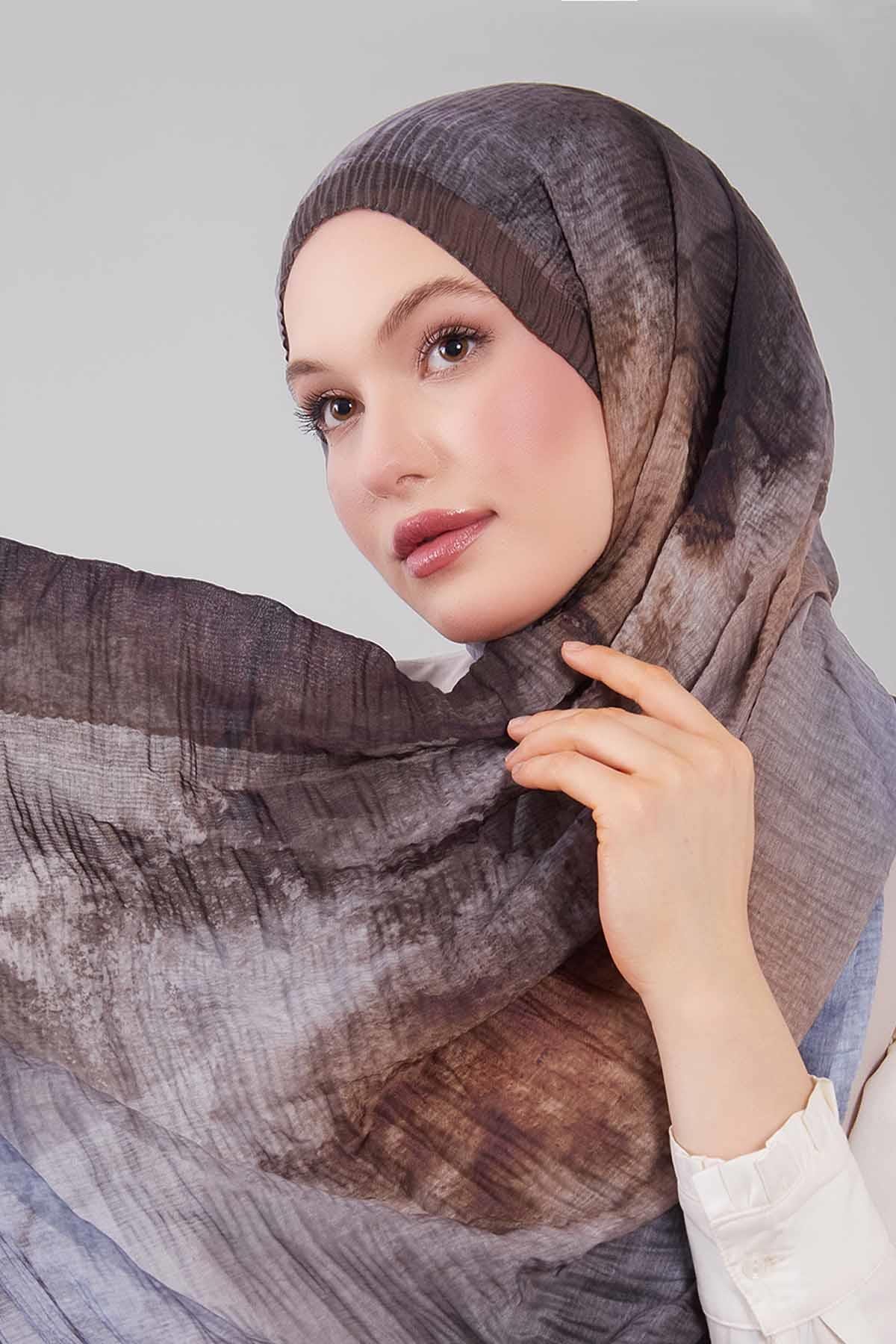 Fivescarf Haki Geçişli Müslin Cotton Şal