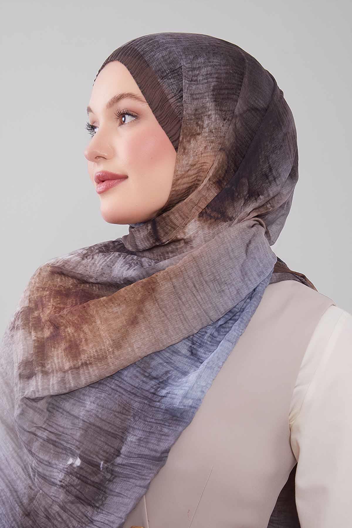 Fivescarf Haki Geçişli Müslin Cotton Şal