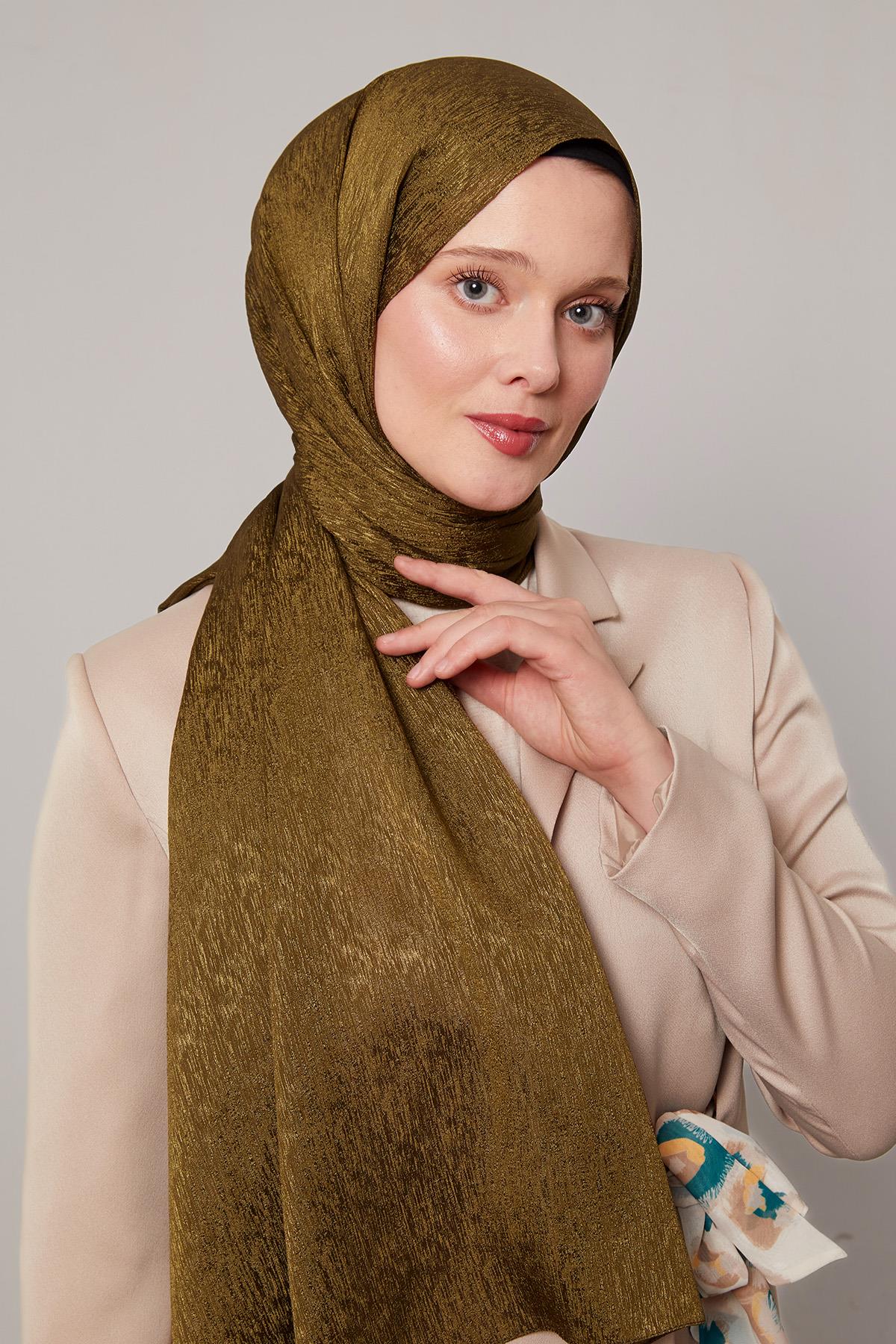 Fivescarf Haki Simli Diamond Şal