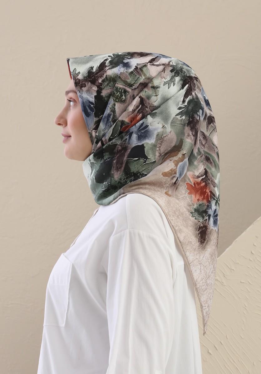 Fivescarf Haki Twill Digital Eşarp