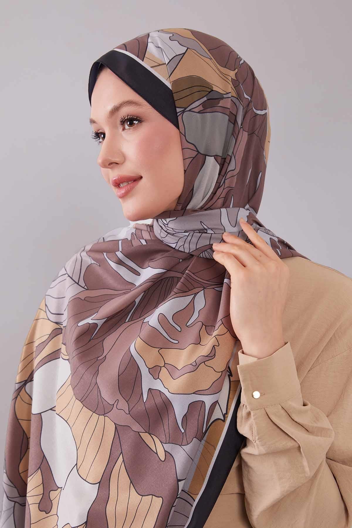 Fivescarf Hardal Çiçekli Floral Desen Moos Chrep Şal