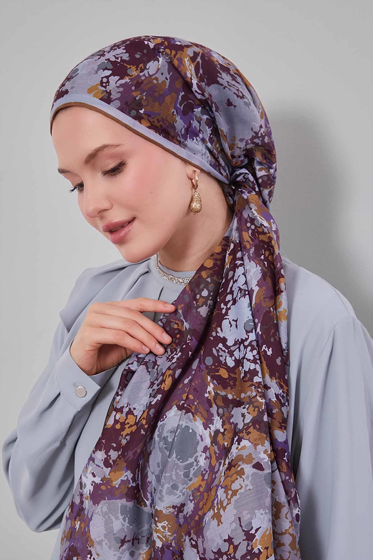Fivescarf Hardal Damla Desen Silk Coton Eşarp
