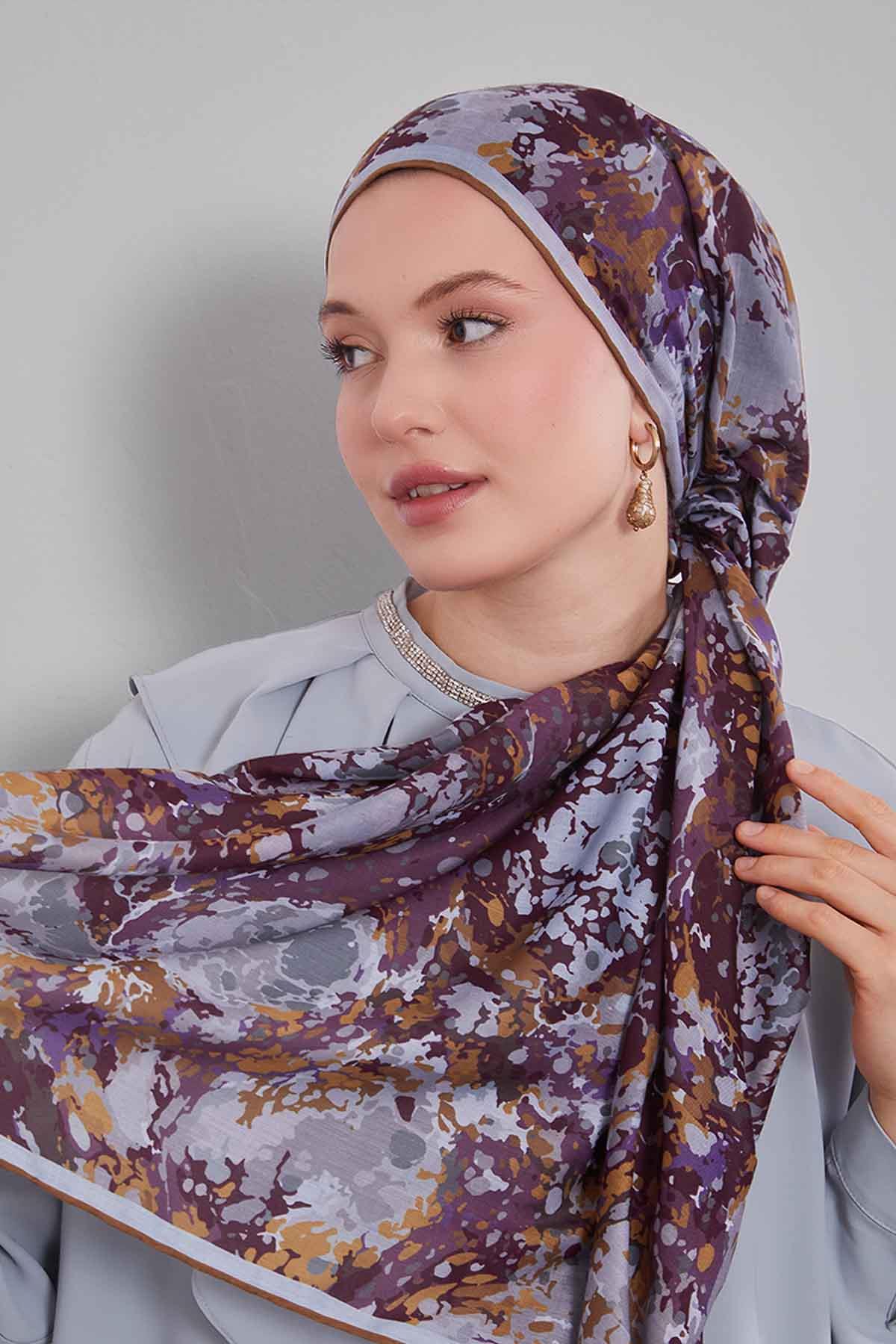 Fivescarf Hardal Damla Desen Silk Coton Eşarp