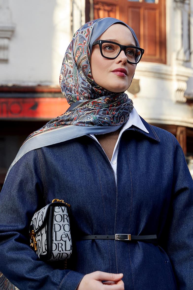 Fivescarf İndigo Motif Desen Brand Şal