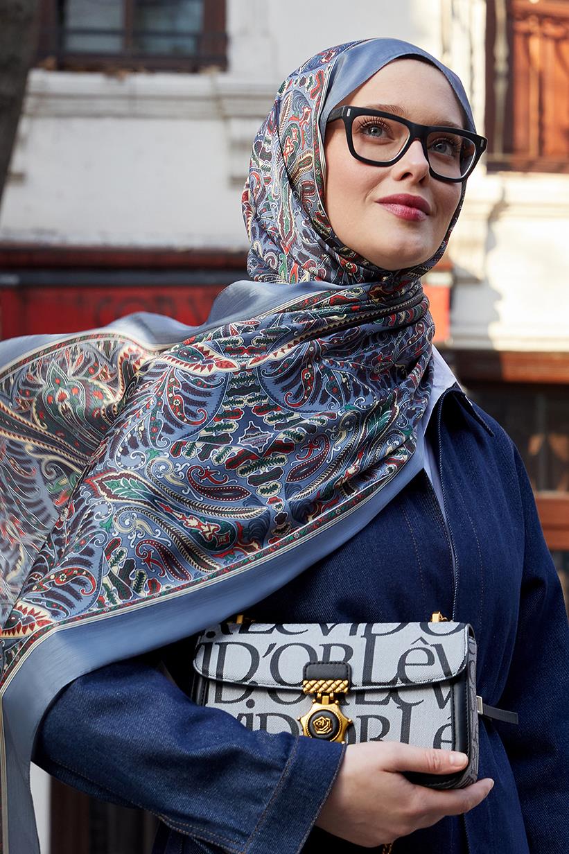 Fivescarf İndigo Motif Desen Brand Şal