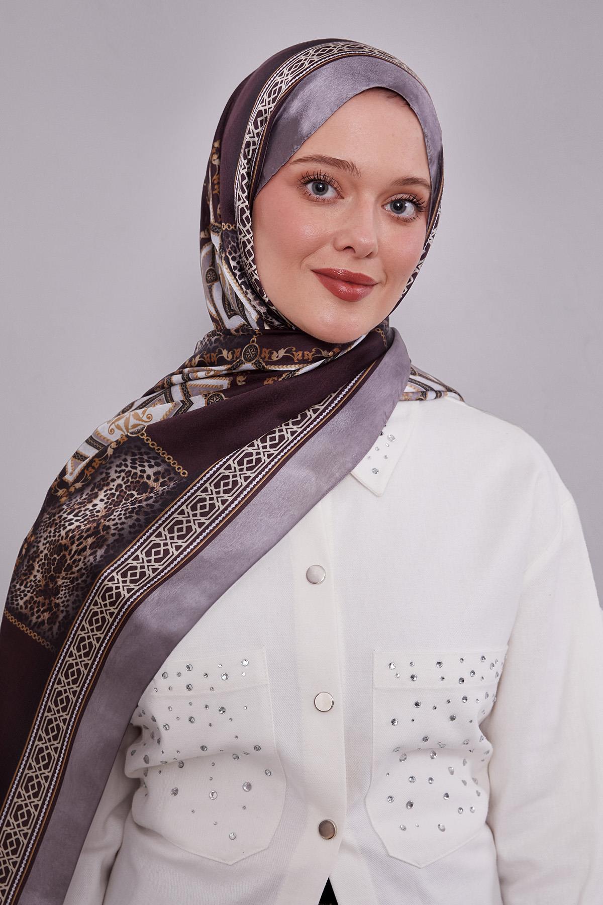 Fivescarf K.Vizon Geometrik Desen Vual İpek Şal