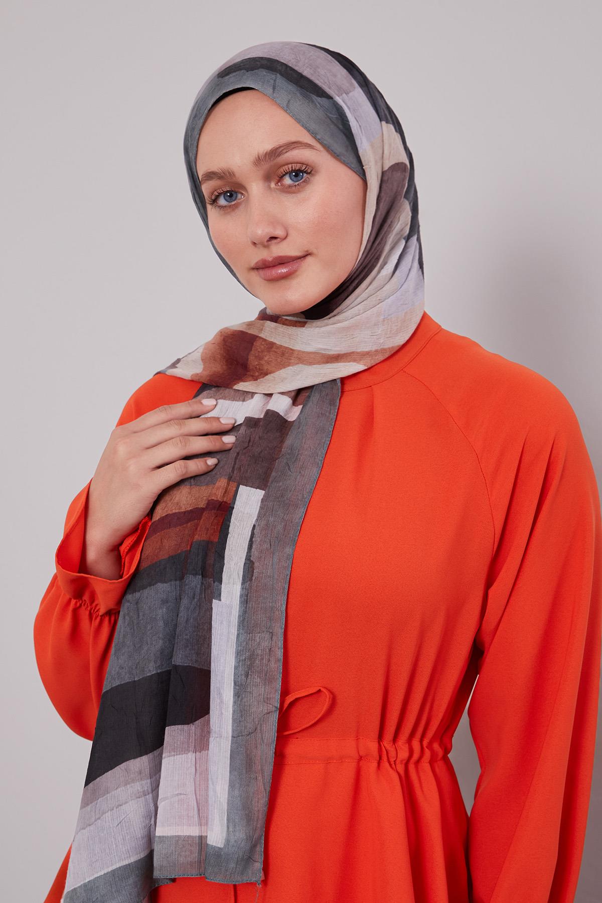 Fivescarf K.Yeşil Geometrik Desen Craze Comfort Şal