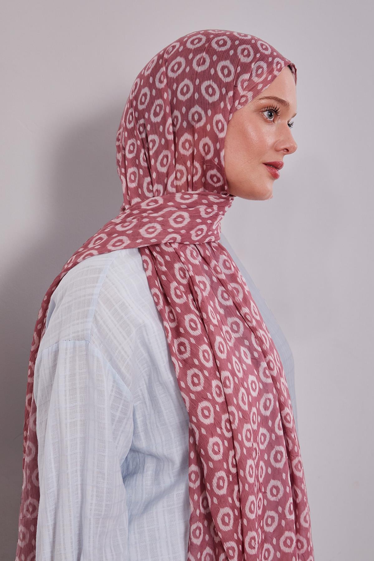 Fivescarf K.Pembe Micro Desenli Craze Comfort Şal
