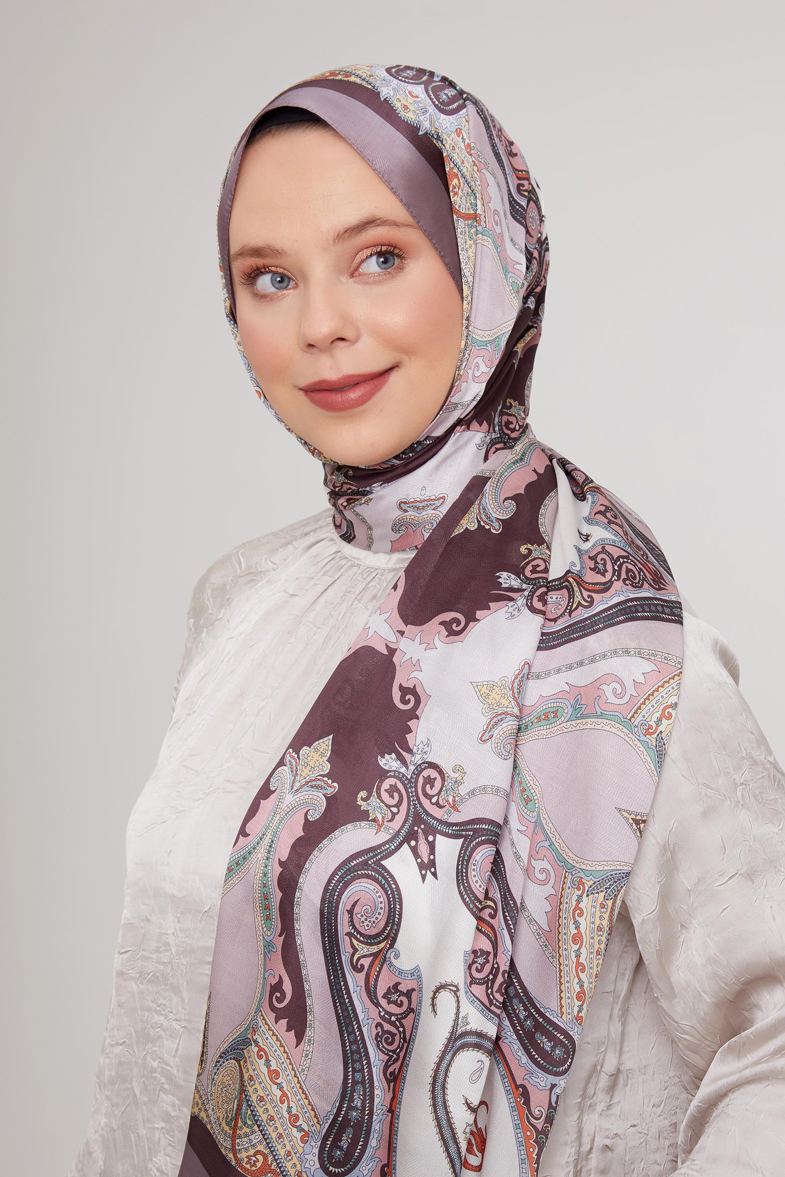 Fivescarf K.Gül Etnik Çini Desen Vual İpek Şal