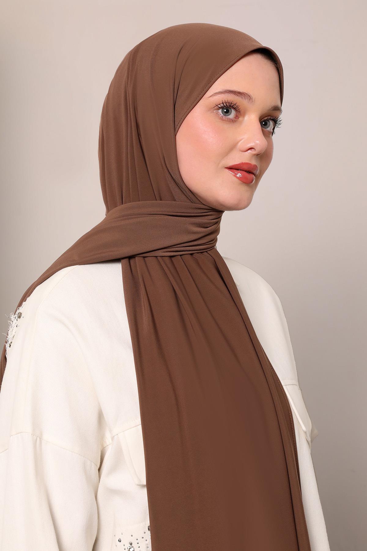 Fivescarf K.Kahve Düz Premium Jersey Şal