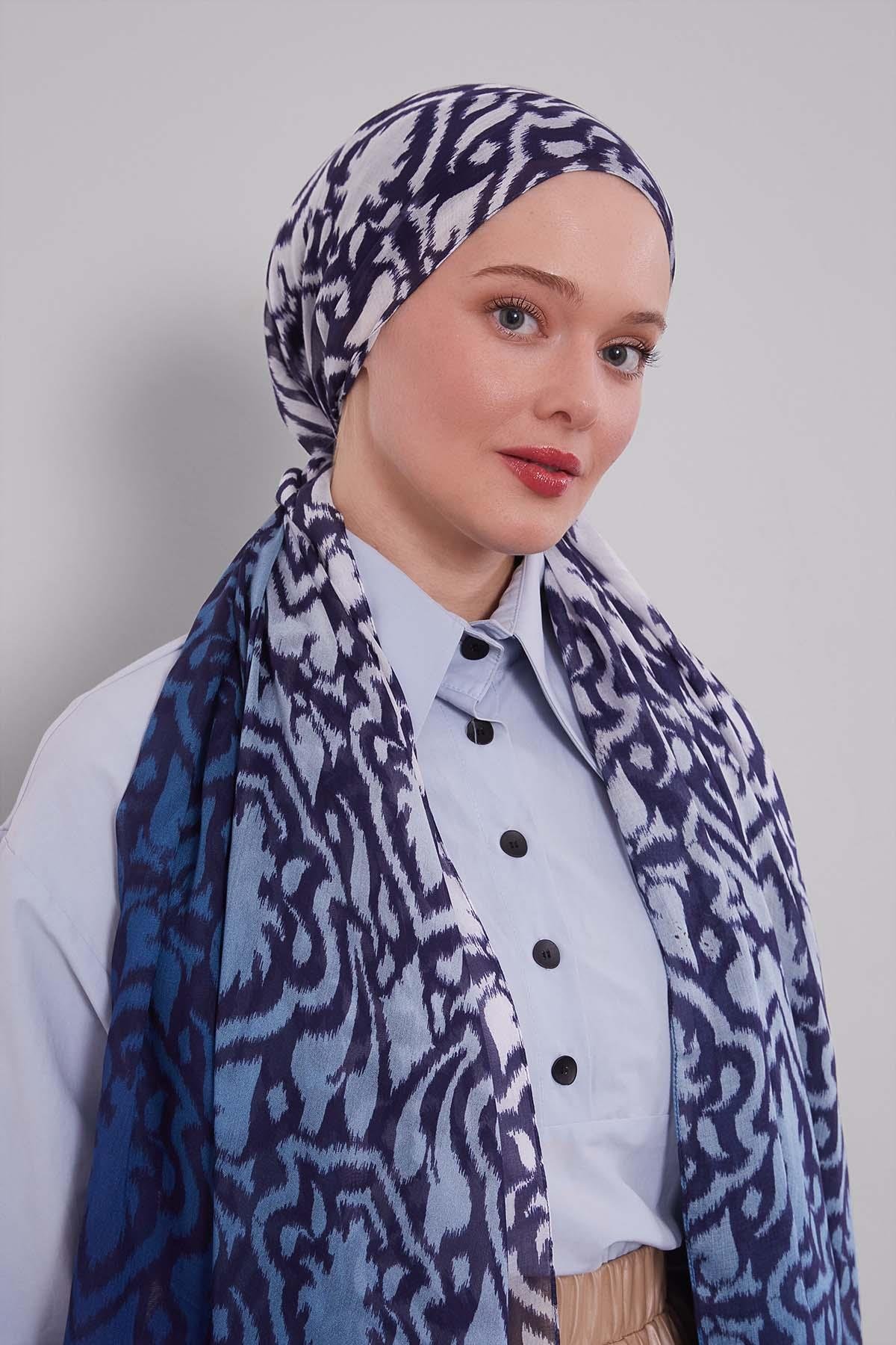 Fivescarf K.Lacivert Renk Geçişli Vivian Şal